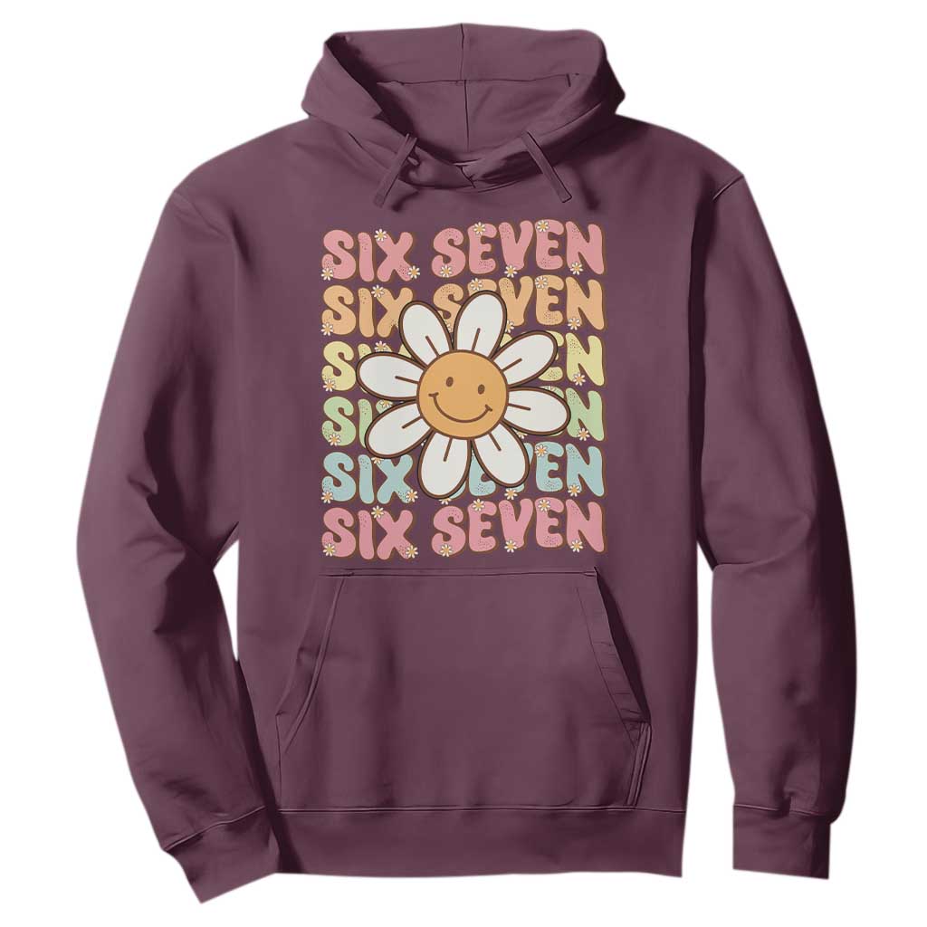 Six Seven Flower Power Hoodie Viral 67 Meme with Retro Daisy TS02 Maroon Print Your Wear