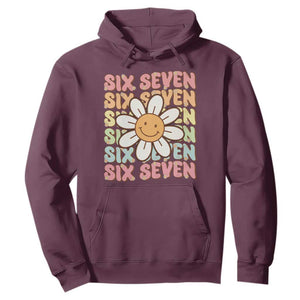 Six Seven Flower Power Hoodie Viral 67 Meme with Retro Daisy TS02 Maroon Print Your Wear