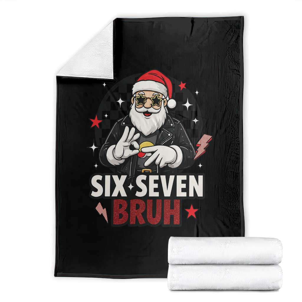 Six Seven Bruh Christmas Meme Throw Blanket Cool Santa 67 Hand Sign Street Style Vibes TS02 White Print Your Wear
