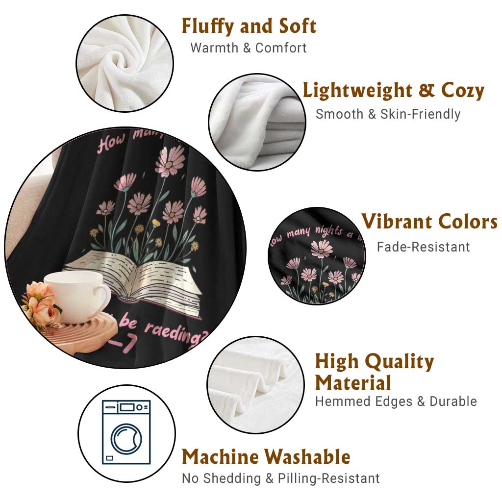 How Many Nights a Week Should You Be Reading 6 7 Throw Blanket Aesthetic Floral Book TS02 Print Your Wear