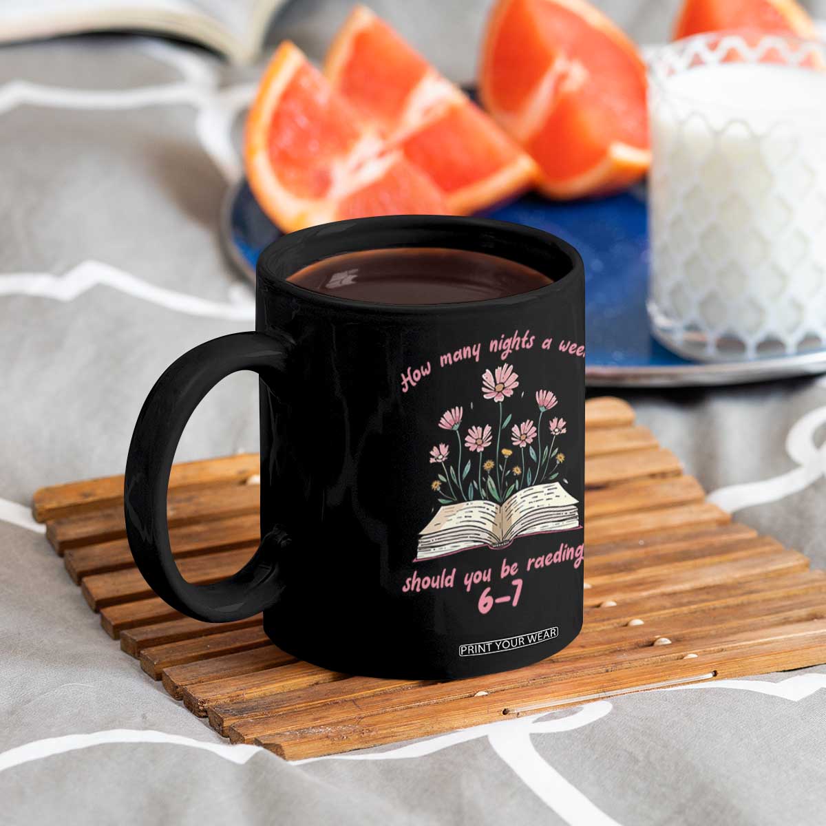How Many Nights a Week Should You Be Reading 6 7 Coffee Mug Aesthetic Floral Book TS02 Print Your Wear
