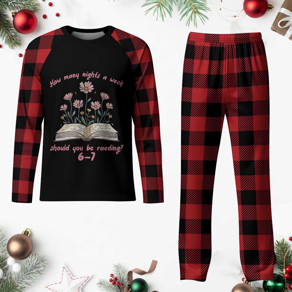 How Many Nights a Week Should You Be Reading 6 7 Plaid Pajama Set Aesthetic Floral Book TS02 Buffalo Plaid Print Your Wear