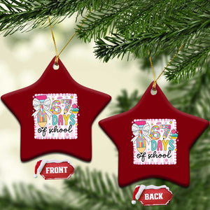 67 Days of School Ceramic Ornament Six Seven Cute Girly Pencil and Bow for Students Teachers TS02 Print Your Wear