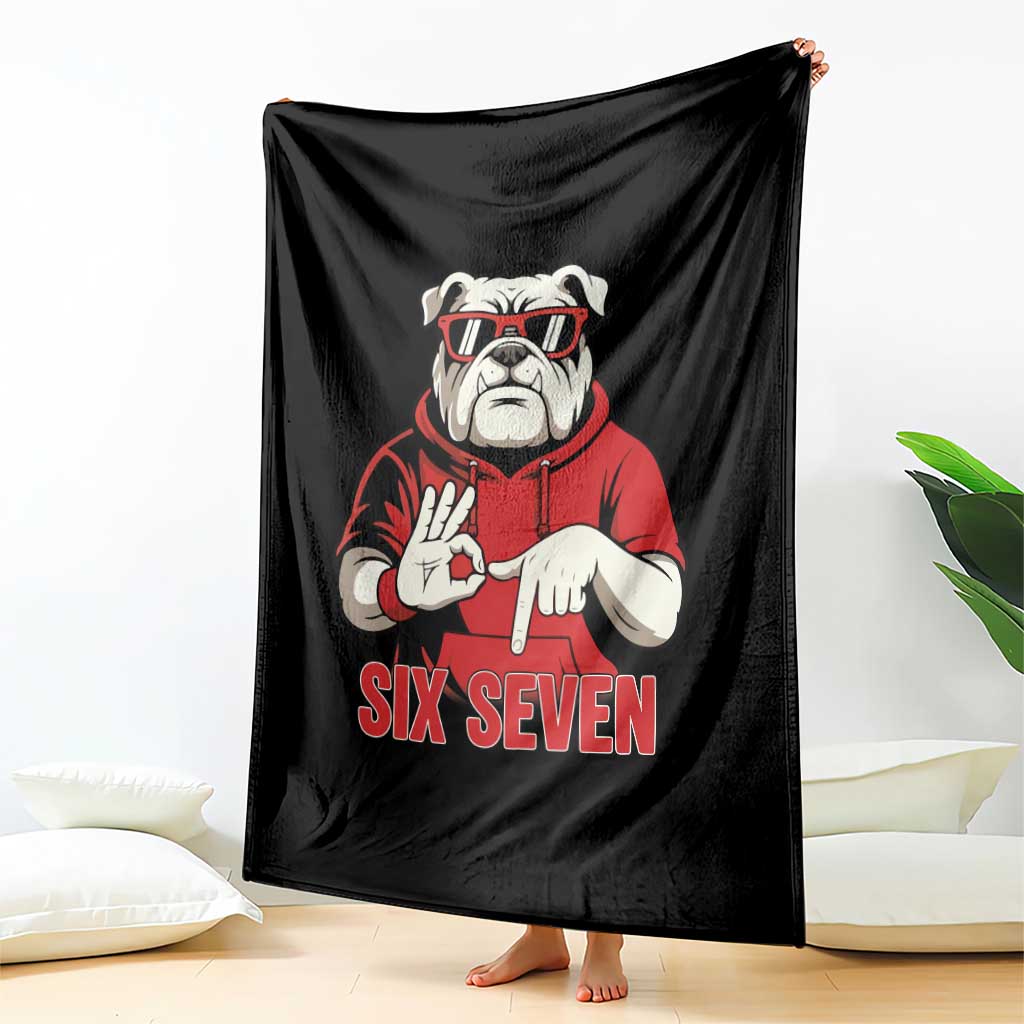 Six Seven Bulldog Meme Throw Blanket Funny 67 Mascot Signs Internet Brainrot Lover TS02 Print Your Wear