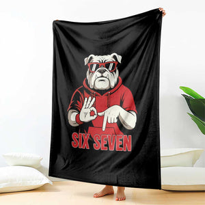 Six Seven Bulldog Meme Throw Blanket Funny 67 Mascot Signs Internet Brainrot Lover TS02 Print Your Wear