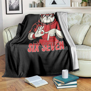 Six Seven Bulldog Meme Throw Blanket Funny 67 Mascot Signs Internet Brainrot Lover TS02 Print Your Wear