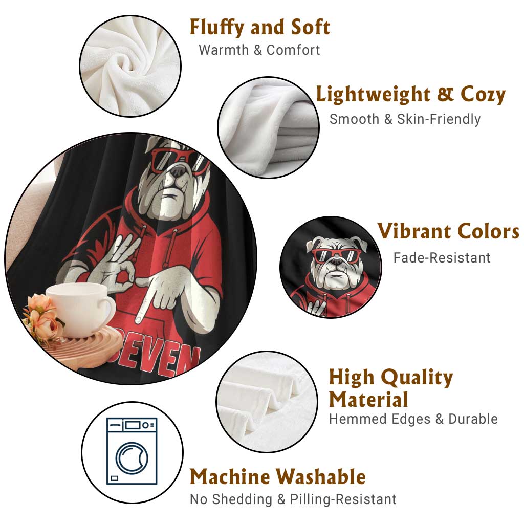 Six Seven Bulldog Meme Throw Blanket Funny 67 Mascot Signs Internet Brainrot Lover TS02 Print Your Wear