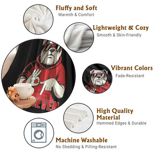 Six Seven Bulldog Meme Throw Blanket Funny 67 Mascot Signs Internet Brainrot Lover TS02 Print Your Wear