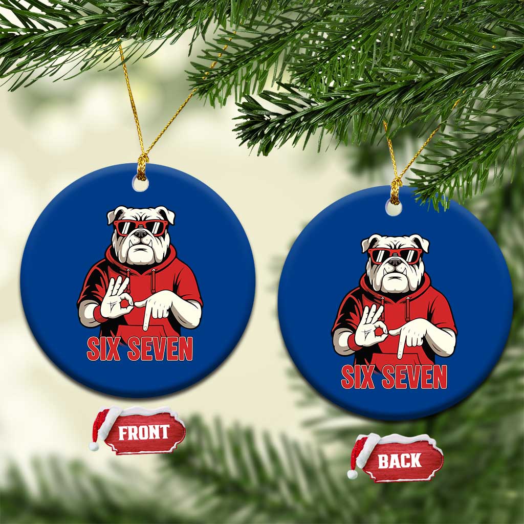 Six Seven Bulldog Meme Ceramic Ornament Funny 67 Mascot Signs Internet Brainrot Lover TS02 1pc Blue Print Your Wear