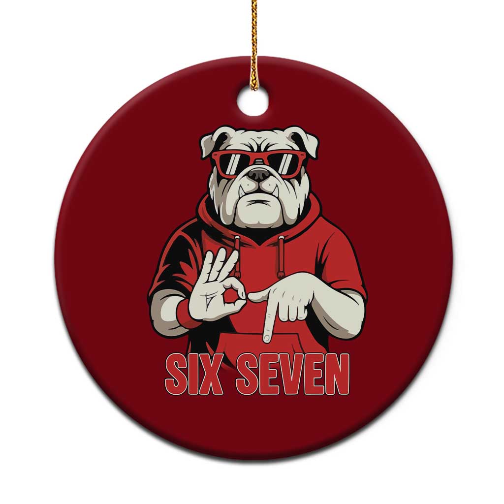 Six Seven Bulldog Meme Ceramic Ornament Funny 67 Mascot Signs Internet Brainrot Lover TS02 1pc Red Print Your Wear