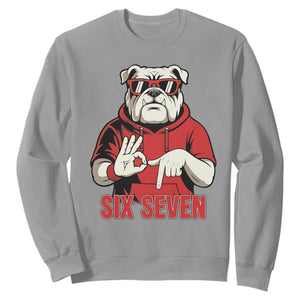 Six Seven Bulldog Meme Sweatshirt Funny 67 Mascot Signs Internet Brainrot Lover TS02 Sport Gray Print Your Wear