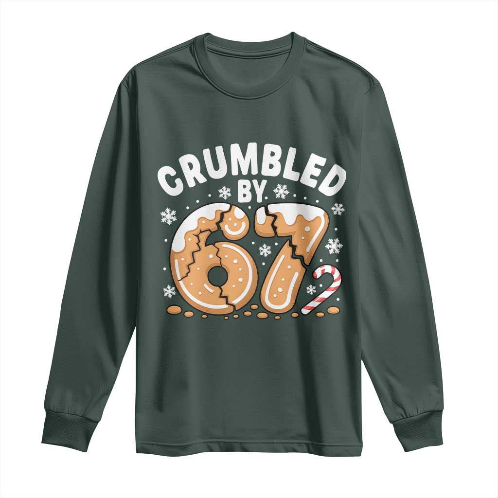 Crumbled by 67 Long Sleeve Shirt Funny Gingerbread Christmas Meme Cookie Chaos TS02 Dark Forest Green Print Your Wear