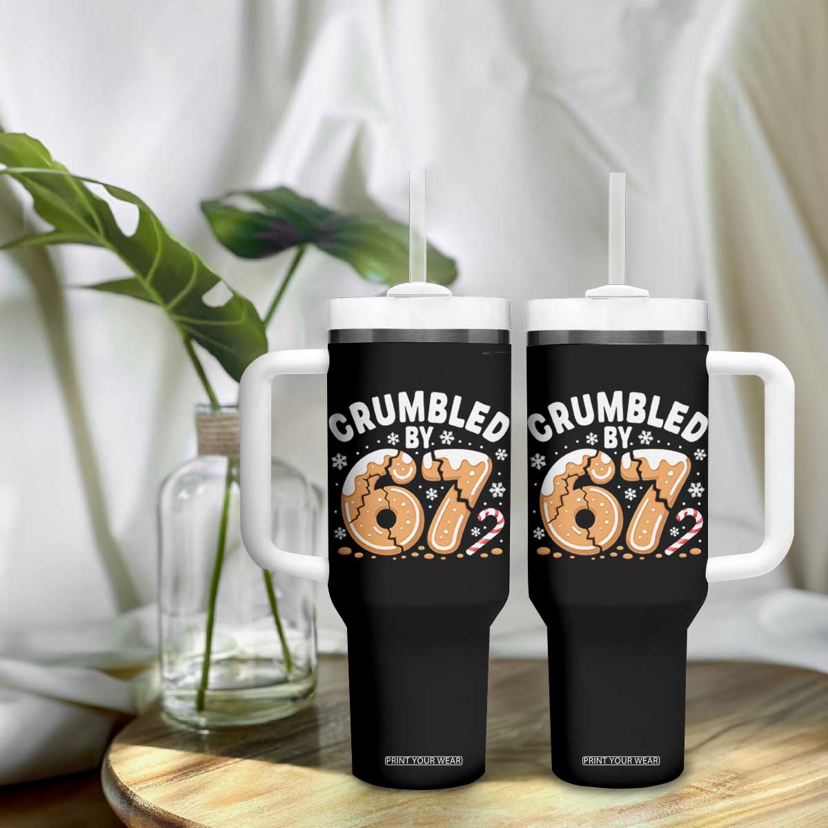 Crumbled by 67 Tumbler With Handle Funny Gingerbread Christmas Meme Cookie Chaos TS02 Print Your Wear
