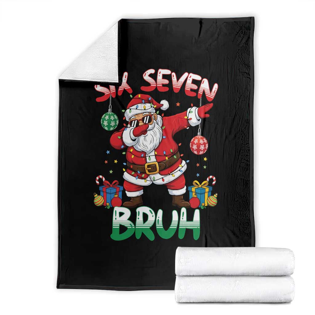 Six Seven Bruh Christmas Throw Blanket Funny Dabbing Santa 67 Meme Holiday Gag Gift TS02 Black Print Your Wear