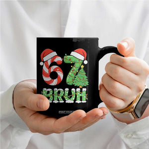 Funny 67 Bruh Christmas Coffee Mug Candy Cane and Xmas Tree Six Seven Meme Holiday Lights TS02 Print Your Wear