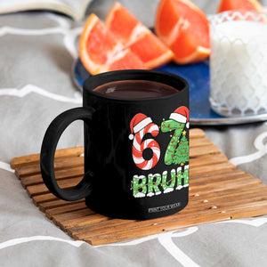 Funny 67 Bruh Christmas Coffee Mug Candy Cane and Xmas Tree Six Seven Meme Holiday Lights TS02 Print Your Wear