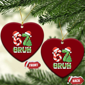 Funny 67 Bruh Christmas Ceramic Ornament Candy Cane and Xmas Tree Six Seven Meme Holiday Lights TS02 Print Your Wear
