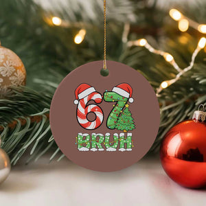 Funny 67 Bruh Christmas Ceramic Ornament Candy Cane and Xmas Tree Six Seven Meme Holiday Lights TS02 1pc Mocha Print Your Wear