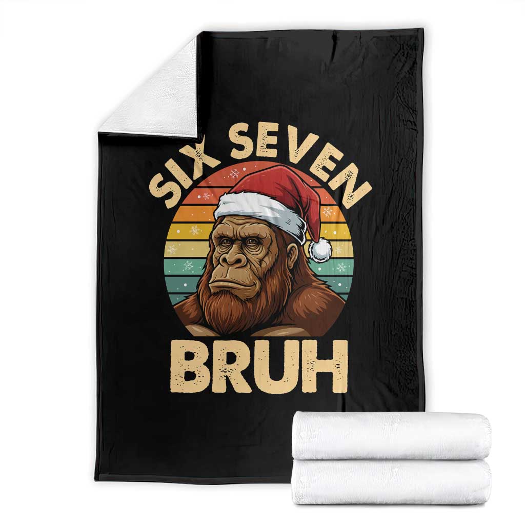Six Seven Bruh Meme Christmas Bigfoot Throw Blanket 67 Sasquatch Santa Retro Holiday TS02 Black Print Your Wear