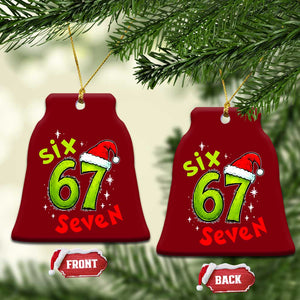 Six Seven Christmas Meme Ceramic Ornament Funny Green Grinchy 6 7 with Santa Hat TS02 Print Your Wear