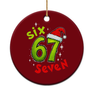 Six Seven Christmas Meme Ceramic Ornament Funny Green Grinchy 6 7 with Santa Hat TS02 1pc Red Print Your Wear