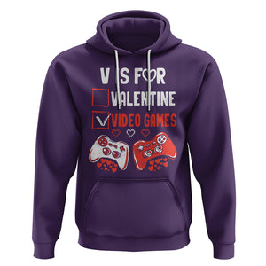 Gamer Valentines Day Hoodie V Is For Video Games Gaming Funny Anti Valentines TS02 Purple Printyourwear