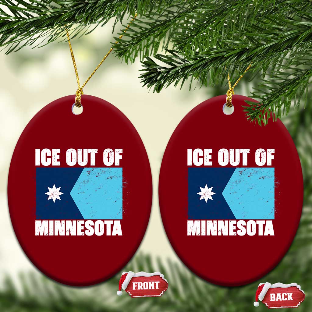 Ice Out Of Minnesota Ceramic Ornament State Flag Minneapolis Justice and Resistance TS02 Print Your Wear