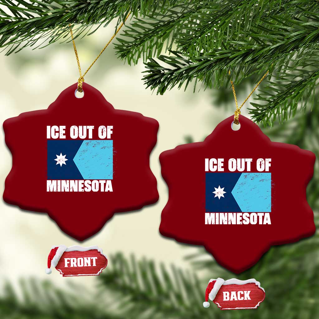 Ice Out Of Minnesota Ceramic Ornament State Flag Minneapolis Justice and Resistance TS02 Print Your Wear