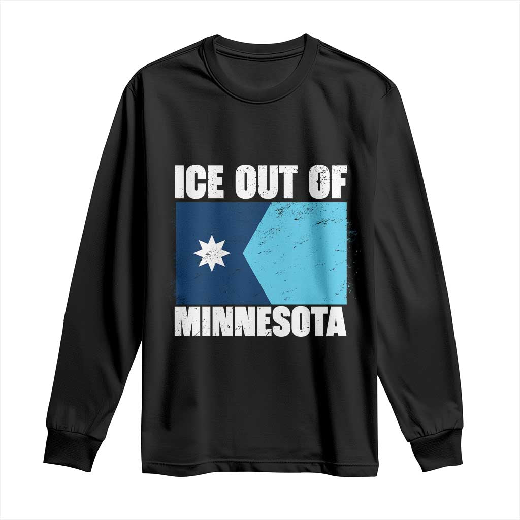 Ice Out Of Minnesota Long Sleeve Shirt - State Flag Minneapolis Justice and Resistance Tee TS02 Black Print Your Wear