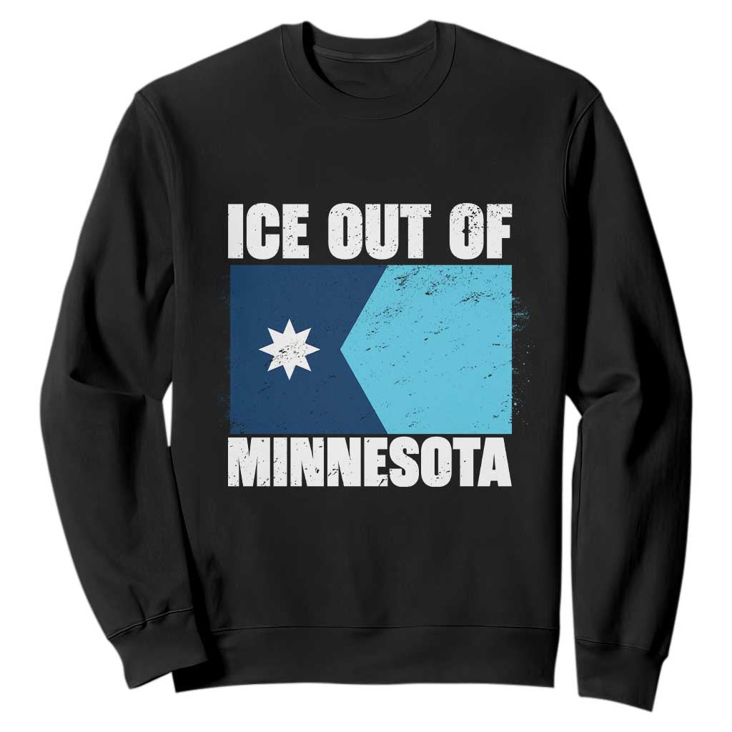 Ice Out Of Minnesota Sweatshirt State Flag Minneapolis Justice and Resistance TS02 Black Print Your Wear