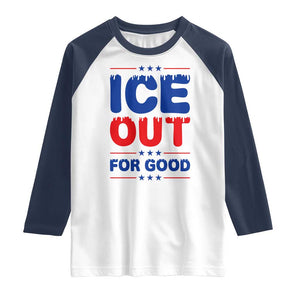Ice Out For Good Protest Raglan Shirt Justice Against Ice Political Resistance TS02 White Navy Print Your Wear