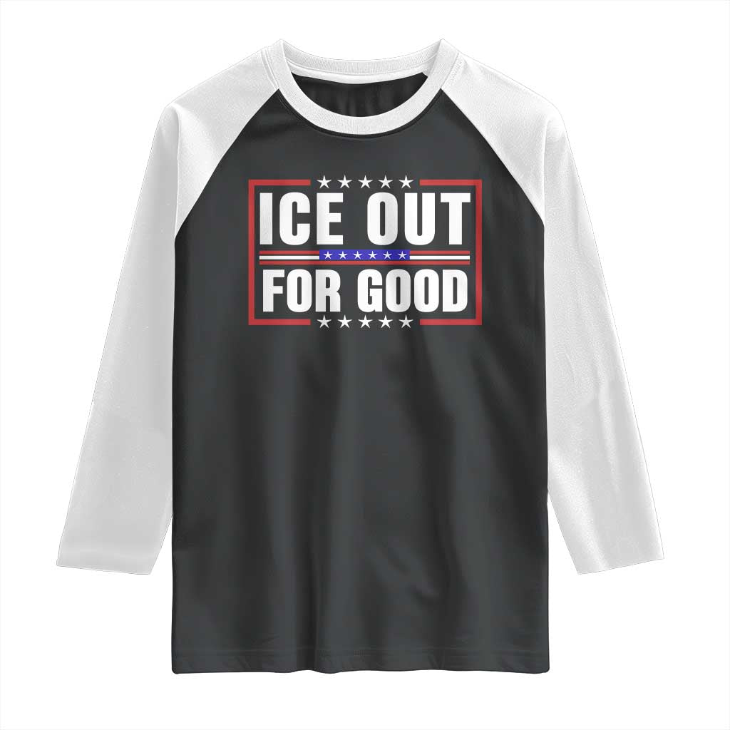 Ice Out For Good Patriotic Protest Raglan Shirt Justice Resistance Red White and Blue TS02 Black White Print Your Wear