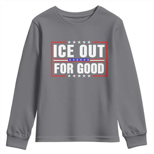 Ice Out For Good Patriotic Protest Youth Sweatshirt Justice Resistance Red White and Blue TS02 Charcoal Print Your Wear