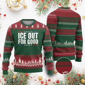 Ice Out For Good Patriotic Protest Ugly Christmas Sweater Justice Political Resistance TS02 Red Green Print Your Wear