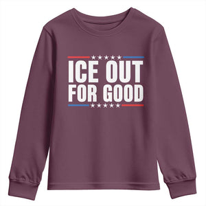 Ice Out For Good Patriotic Protest Youth Sweatshirt Justice Political Resistance TS02 Maroon Print Your Wear