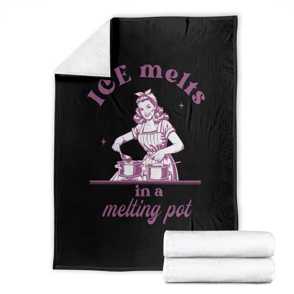 Ice Melts In A Melting Pot Throw Blanket Funny Cooking Woman Retro Feminist Political Statement TS02 Black Print Your Wear