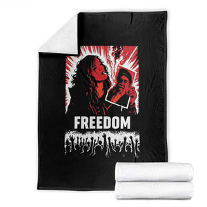 Freedom Iran Women Revolution 2026 Throw Blanket Lighting Cigarette with Burning Portrait Graphic TS02 Black Print Your Wear