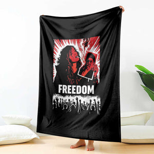 Freedom Iran Women Revolution 2026 Throw Blanket Lighting Cigarette with Burning Portrait Graphic TS02 Print Your Wear