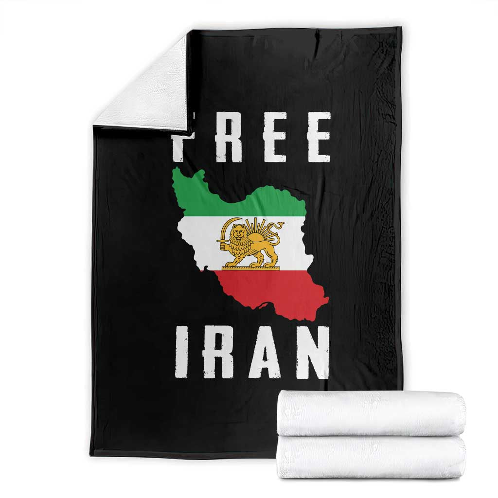 Free Iran Revolution 2026 Throw Blanket Sun and Lion Flag Iranian Freedom Justice TS02 Black Print Your Wear