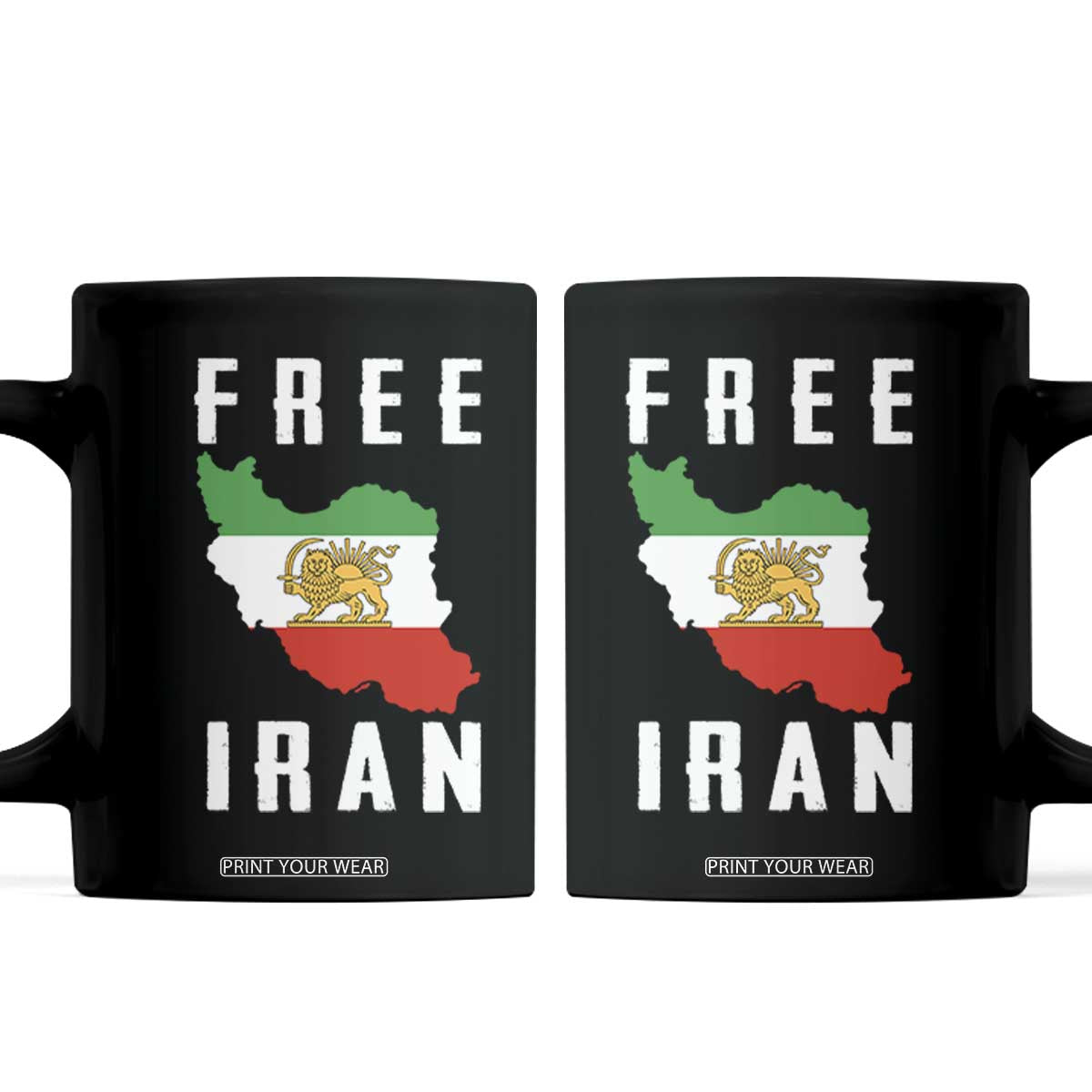 Free Iran Revolution 2026 Coffee Mug Sun and Lion Flag Iranian Freedom Justice TS02 Black Print Your Wear