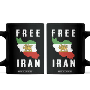 Free Iran Revolution 2026 Coffee Mug Sun and Lion Flag Iranian Freedom Justice TS02 Black Print Your Wear