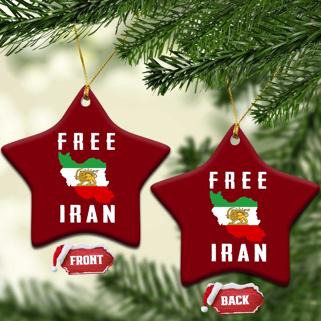 Free Iran Revolution 2026 Ceramic Ornament Sun and Lion Flag Iranian Freedom Justice TS02 Print Your Wear