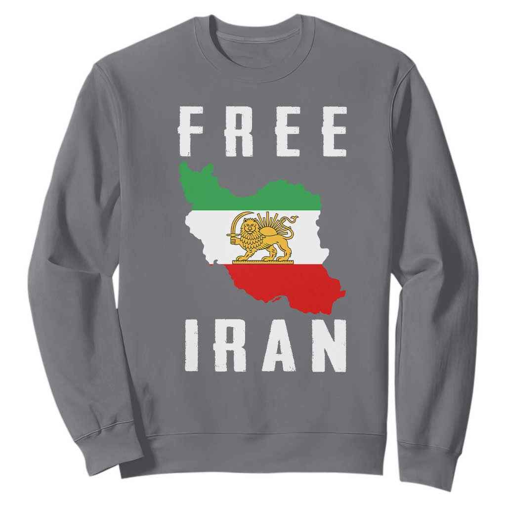 Free Iran Revolution 2026 Sweatshirt Sun and Lion Flag Iranian Freedom Justice TS02 Charcoal Print Your Wear