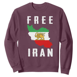 Free Iran Revolution 2026 Sweatshirt Sun and Lion Flag Iranian Freedom Justice TS02 Maroon Print Your Wear