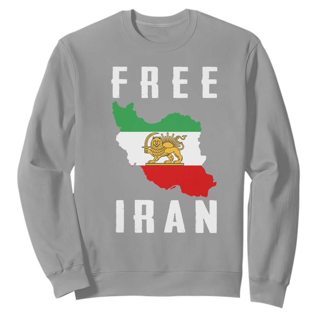 Free Iran Revolution 2026 Sweatshirt Sun and Lion Flag Iranian Freedom Justice TS02 Sport Gray Print Your Wear