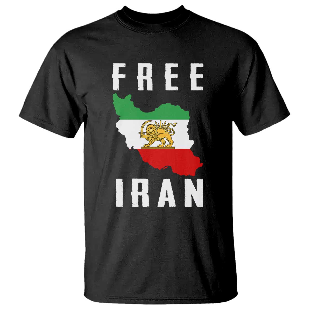 Free Iran Revolution 2026 T Shirt - Sun and Lion Flag Iranian Freedom Justice Solidarity Tee TS02 Black Print Your Wear