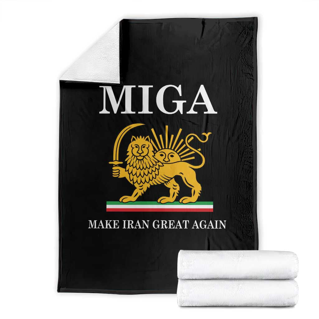 Make Iran Great Again Patriotic MIGA Throw Blanket Lion and Sun Iranian Revolution Freedom Supporters TS02 Black Print Your Wear