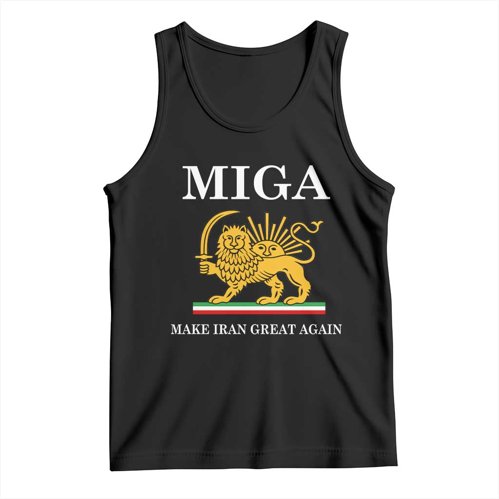 Make Iran Great Again Patriotic MIGA Tank Top Lion and Sun Iranian Revolution Freedom Supporters TS02 Black Print Your Wear