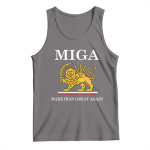 Make Iran Great Again Patriotic MIGA Tank Top Lion and Sun Iranian Revolution Freedom Supporters TS02 Deep Heather Print Your Wear