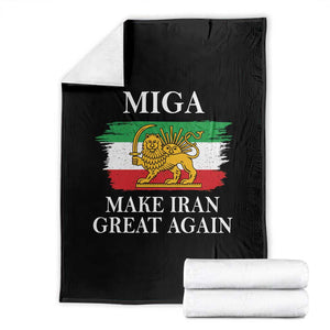Make Iran Great Again Patriotic MIGA Throw Blanket Lion and Sun Flag Iranian Revolution TS02 Black Print Your Wear